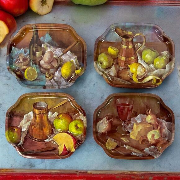 Vintage 4-Pack Elite Trays England Dessert Tea Service Fruit Small Trays 7.5" - Picture 11 of 16